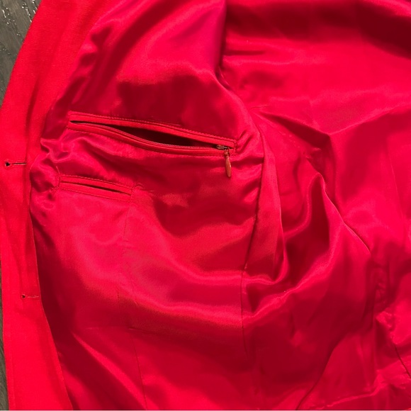Orvis Blazer Jacket Womens 10 Red Rayon Linen Crop Bolero Office Work VTG Button - Picture 7 of 11